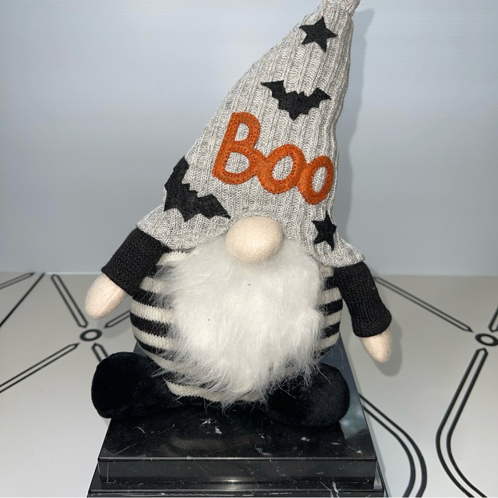 Halloween Boo Gnome Home Décor Whimsical Black White Grey‎